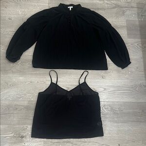 Ella Moss Black Blouse and Camisole Set